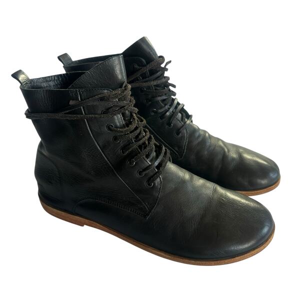 Marsèll Black Leather Lace-Up Ankle Boots Size 39 US 8 W / US 7 M Made in Italy - Picture 1 of 16
